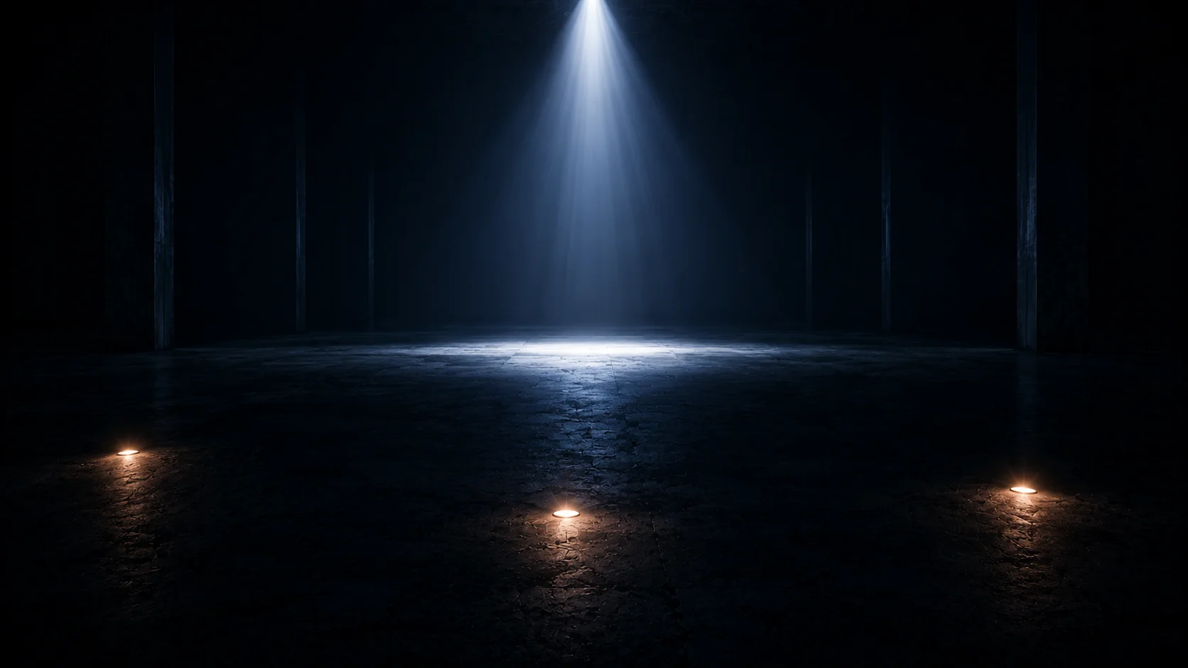 Ein starker Lichtstrahl von oben neben isolierten Lichtquellen — Management gibt Richtung vor